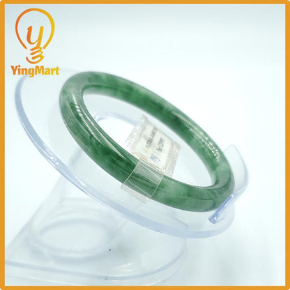 Yingmart  49mm PNJ Certified Natural Color Grey White Natural Jadeite Jade Bangle Bracelet, Real Gemstone, Gift for Her Mom Grandma Sister