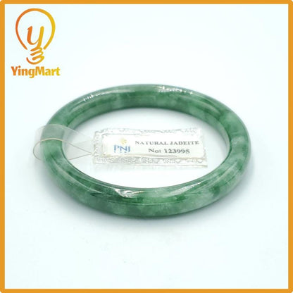 Yingmart  49mm PNJ Certified Natural Color Grey White Natural Jadeite Jade Bangle Bracelet, Real Gemstone, Gift for Her Mom Grandma Sister