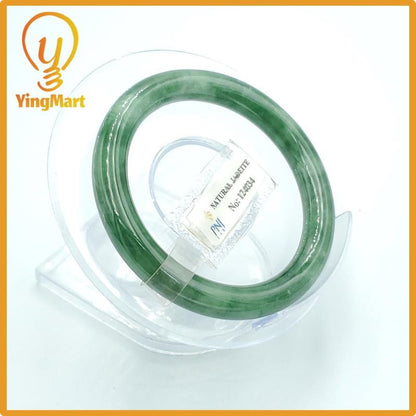Yingmart 50mm PNJ Certified Natural Color Greyish Green Natural Jadeite Jade Bangle Bracelet, Real Gemstone, Gift for Her Mom Grandma Sister