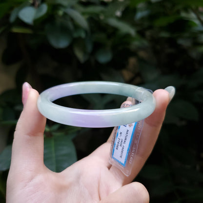 Yingmart  57mm PNJ Certified Natural Color Light Green, Light Purple, Grey Natural Jadeite Jade Bangle Bracelet, Real Gemstone, Gift for Her