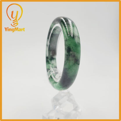 Yingmart 52mm PNJ Certified Natural Color Light To Dark Green Natural Jadeite Jade Bangle Bracelet, Real Gemstone, Gift for Her Mom Grandma