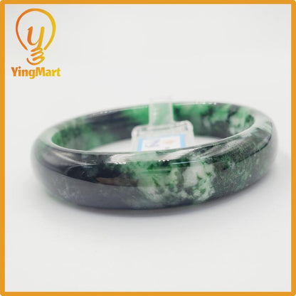 Yingmart 52mm PNJ Certified Natural Color Light To Dark Green Natural Jadeite Jade Bangle Bracelet, Real Gemstone, Gift for Her Mom Grandma