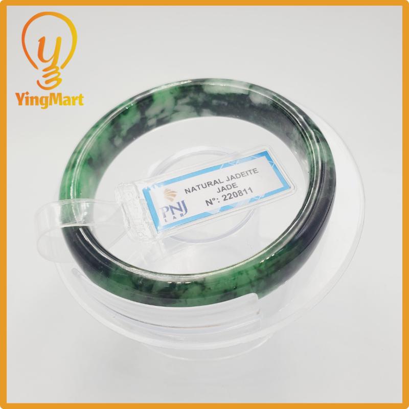 Yingmart 52mm PNJ Certified Natural Color Light To Dark Green Natural Jadeite Jade Bangle Bracelet, Real Gemstone, Gift for Her Mom Grandma