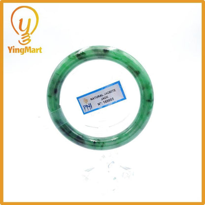 Yingmart  56mm PNJ Certified Natural Color Light To Medium Green, Black Brown Spots  Natural Jadeite Jade Bangle Bracelet, Real Gemstone