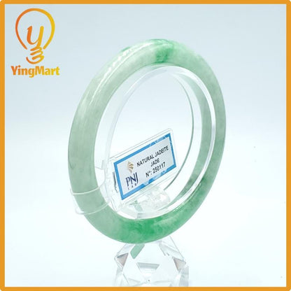 Yingmart  55mm PNJ Certified Natural Color Grey White Natural Jadeite Jade Bangle Bracelet, Real Gemstone, Gift for Her Mom Grandma Sister