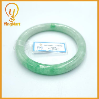 Yingmart  55mm PNJ Certified Natural Color Grey White Natural Jadeite Jade Bangle Bracelet, Real Gemstone, Gift for Her Mom Grandma Sister