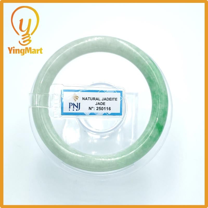 Yingmart  56mm PNJ Certified Natural Color Grey White Natural Jadeite Jade Bangle Bracelet, Real Gemstone, Gift for Her Mom Grandma Sister