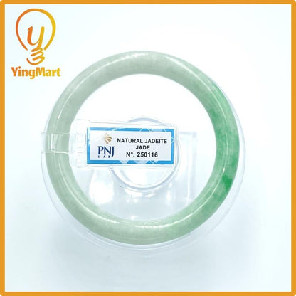 Yingmart  56mm PNJ Certified Natural Color Grey White Natural Jadeite Jade Bangle Bracelet, Real Gemstone, Gift for Her Mom Grandma Sister
