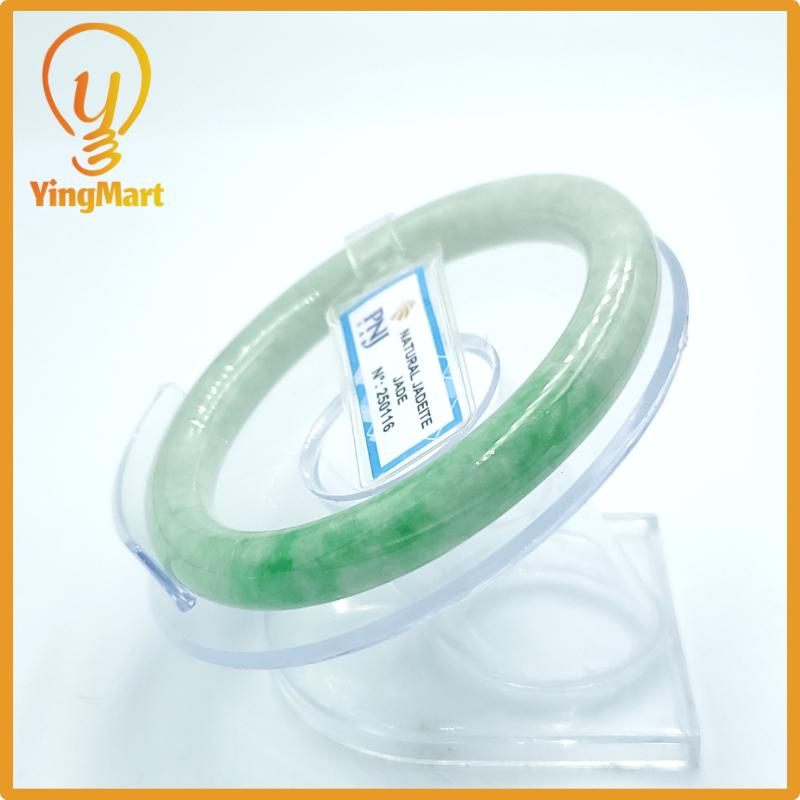 Yingmart  56mm PNJ Certified Natural Color Grey White Natural Jadeite Jade Bangle Bracelet, Real Gemstone, Gift for Her Mom Grandma Sister