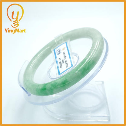 Yingmart  56mm PNJ Certified Natural Color Grey White Natural Jadeite Jade Bangle Bracelet, Real Gemstone, Gift for Her Mom Grandma Sister