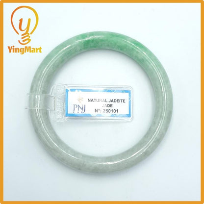 Yingmart  55mm PNJ Certified Natural Color Grey White Natural Jadeite Jade Bangle Bracelet, Real Gemstone, Gift for Her Mom Grandma Sister
