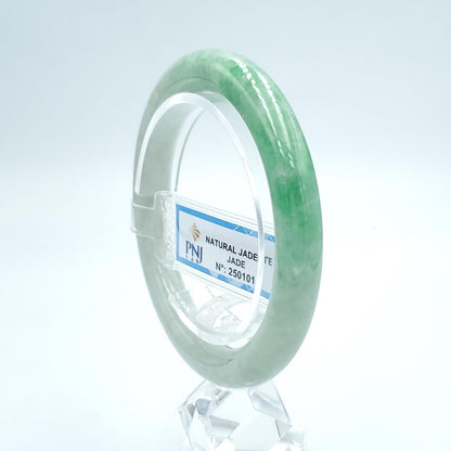 Yingmart  55mm PNJ Certified Natural Color Grey White Natural Jadeite Jade Bangle Bracelet, Real Gemstone, Gift for Her Mom Grandma Sister