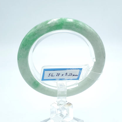 Yingmart  56mm PNJ Certified Natural Color Grey White Natural Jadeite Jade Bangle Bracelet, Real Gemstone, Gift for Her Mom Grandma Sister