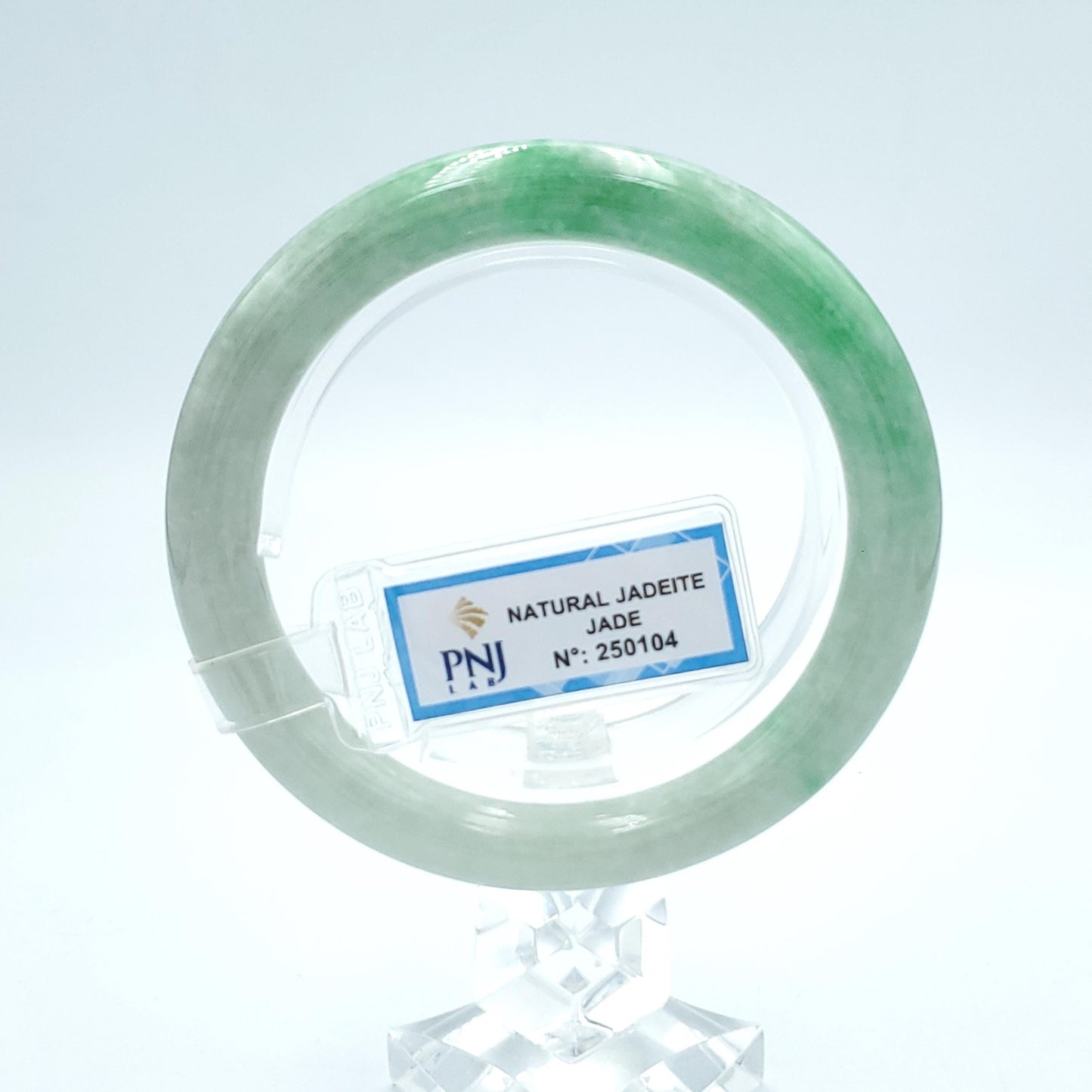 Yingmart  56mm PNJ Certified Natural Color Grey White Natural Jadeite Jade Bangle Bracelet, Real Gemstone, Gift for Her Mom Grandma Sister