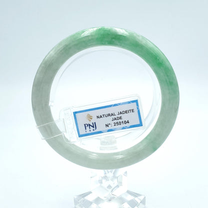 Yingmart  56mm PNJ Certified Natural Color Grey White Natural Jadeite Jade Bangle Bracelet, Real Gemstone, Gift for Her Mom Grandma Sister