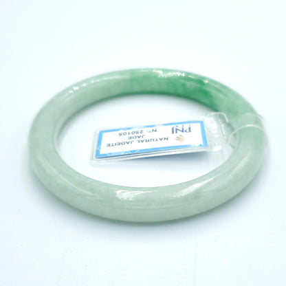 Yingmart  55mm PNJ Certified Natural Color Grey White Natural Jadeite Jade Bangle Bracelet, Real Gemstone, Gift for Her Mom Grandma Sister