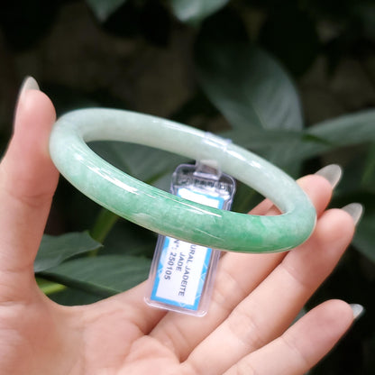 Yingmart  55mm PNJ Certified Natural Color Grey White Natural Jadeite Jade Bangle Bracelet, Real Gemstone, Gift for Her Mom Grandma Sister