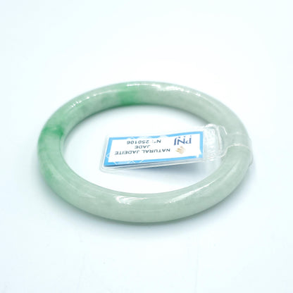 Yingmart  56mm PNJ Certified Natural Color Grey White Natural Jadeite Jade Bangle Bracelet, Real Gemstone, Gift for Her Mom Grandma Sister