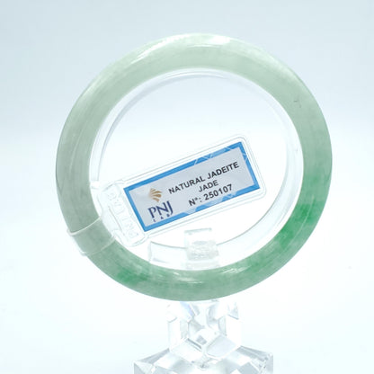Yingmart  55mm PNJ Certified Natural Color Grey White Natural Jadeite Jade Bangle Bracelet, Real Gemstone, Gift for Her Mom Grandma Sister