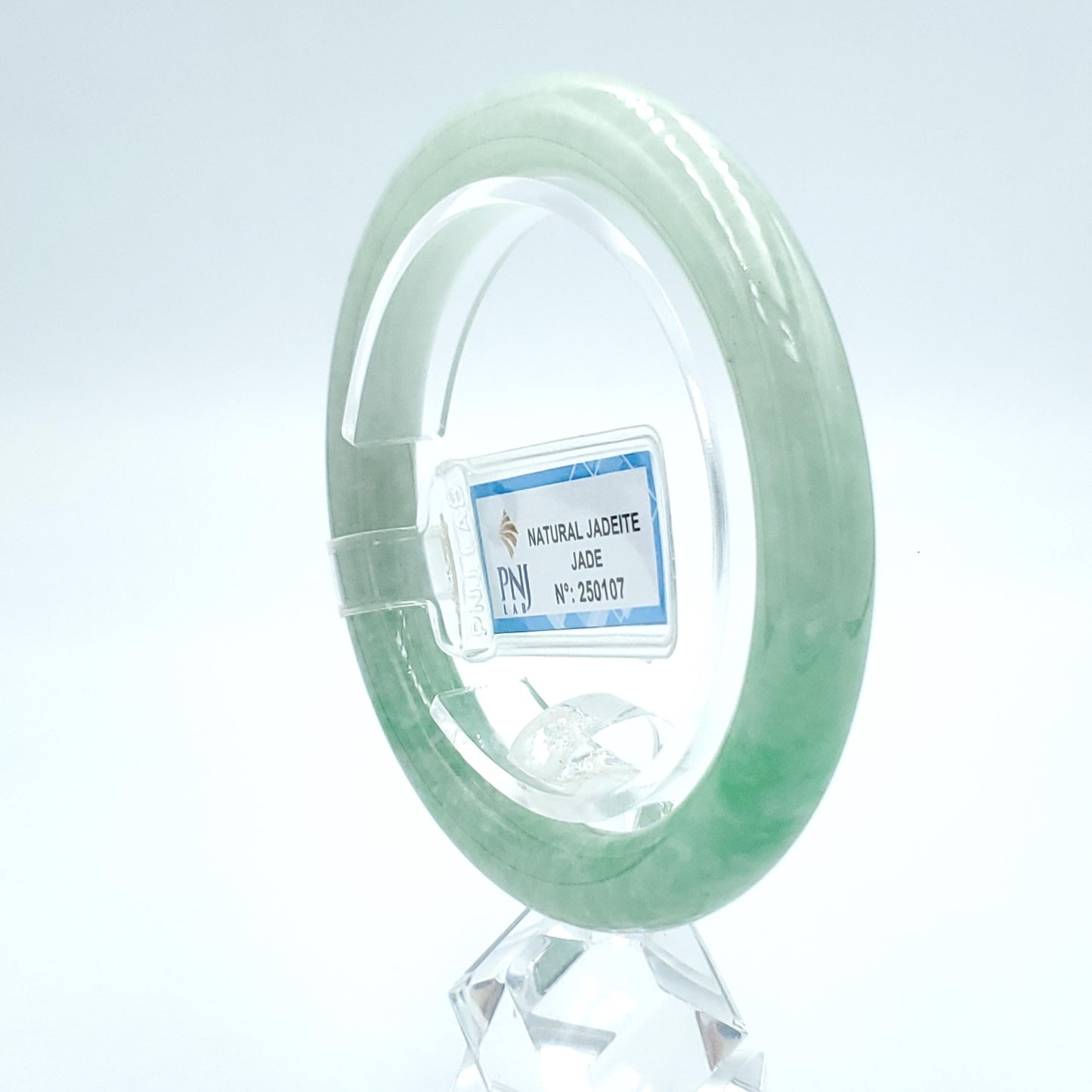 Yingmart  55mm PNJ Certified Natural Color Grey White Natural Jadeite Jade Bangle Bracelet, Real Gemstone, Gift for Her Mom Grandma Sister