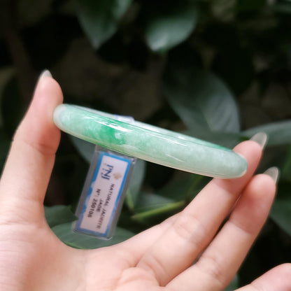 Yingmart  55mm PNJ Certified Natural Color Grey White Natural Jadeite Jade Bangle Bracelet, Real Gemstone, Gift for Her Mom Grandma Sister
