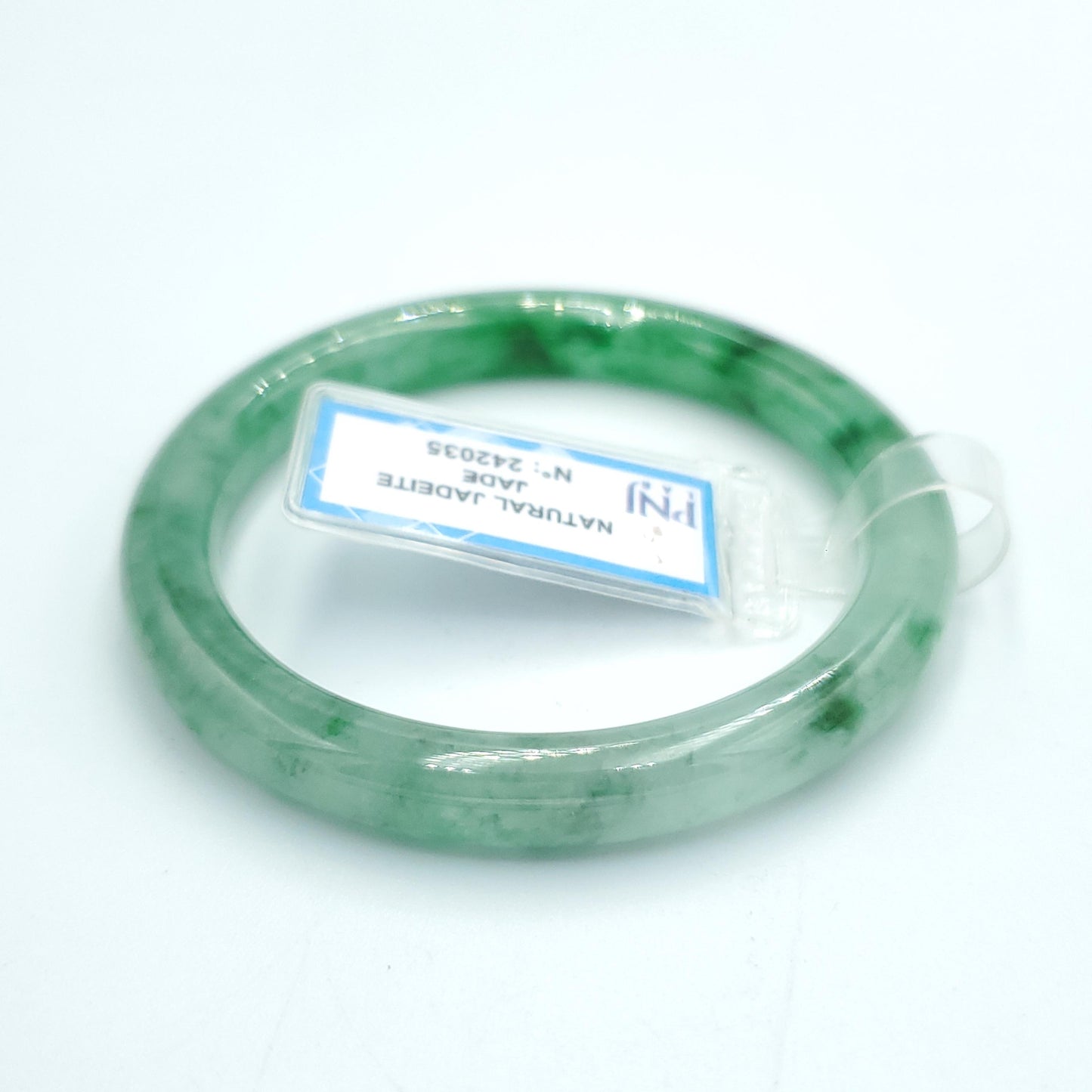 Yingmart  52mm PNJ Certified Natural Color Grey White Natural Jadeite Jade Bangle Bracelet, Real Gemstone, Gift for Her Mom Grandma Sister
