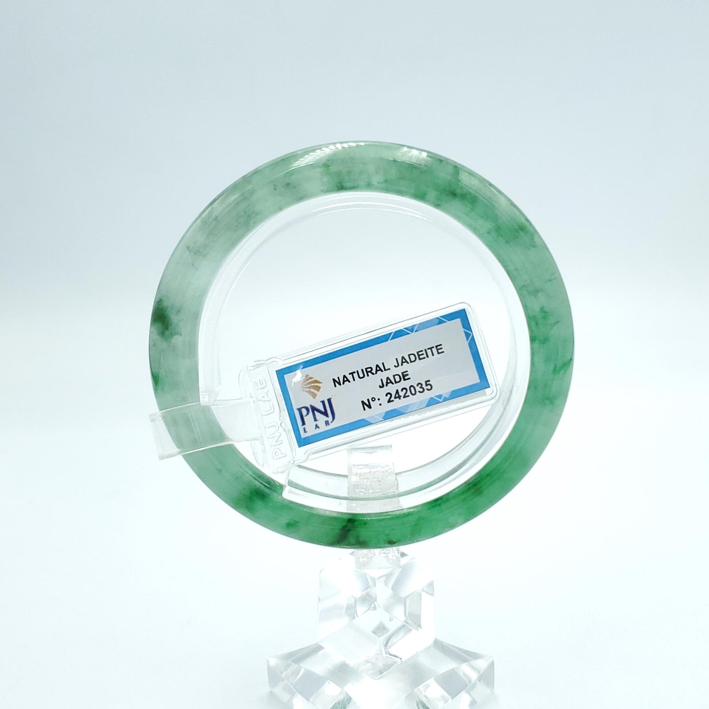 Yingmart  52mm PNJ Certified Natural Color Grey White Natural Jadeite Jade Bangle Bracelet, Real Gemstone, Gift for Her Mom Grandma Sister