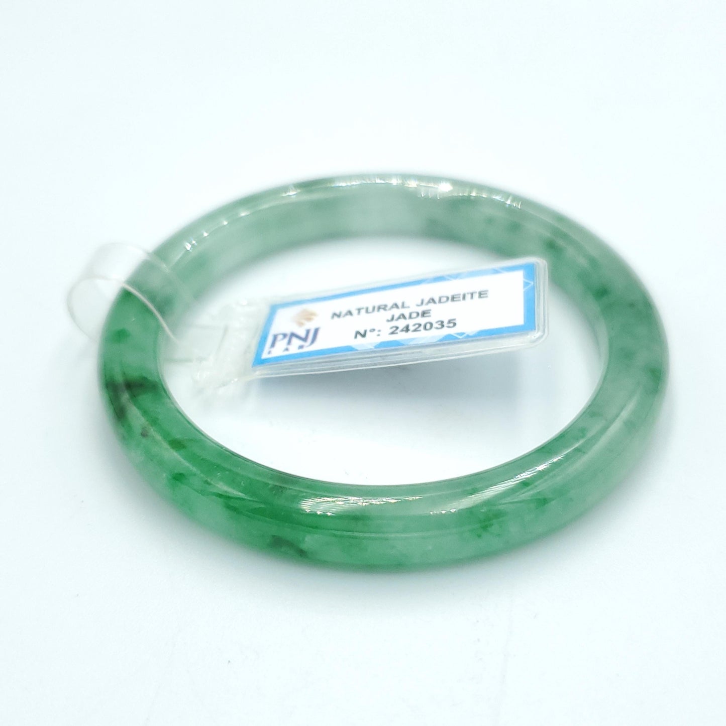 Yingmart  52mm PNJ Certified Natural Color Grey White Natural Jadeite Jade Bangle Bracelet, Real Gemstone, Gift for Her Mom Grandma Sister