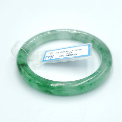 Yingmart  52mm PNJ Certified Natural Color Grey White Natural Jadeite Jade Bangle Bracelet, Real Gemstone, Gift for Her Mom Grandma Sister