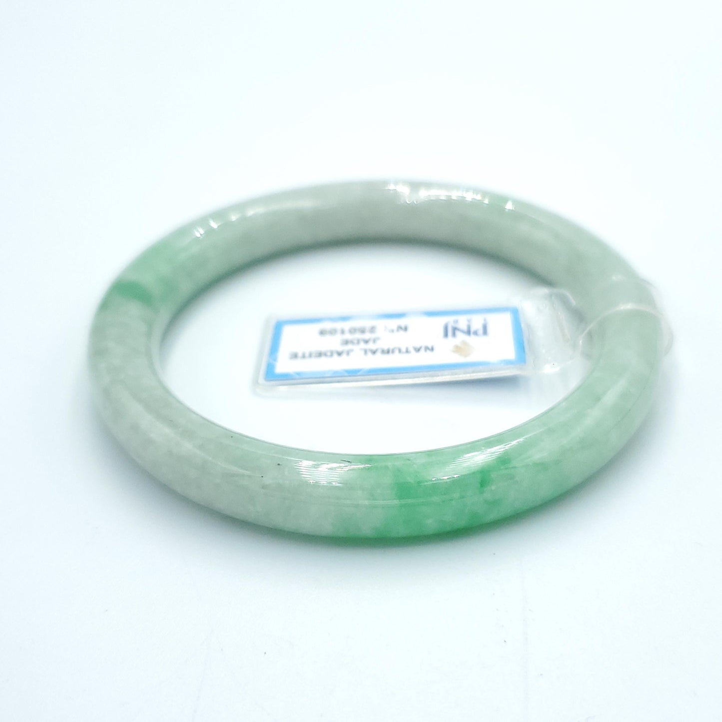 Yingmart  56mm PNJ Certified Natural Color Grey White Natural Jadeite Jade Bangle Bracelet, Real Gemstone, Gift for Her Mom Grandma Sister
