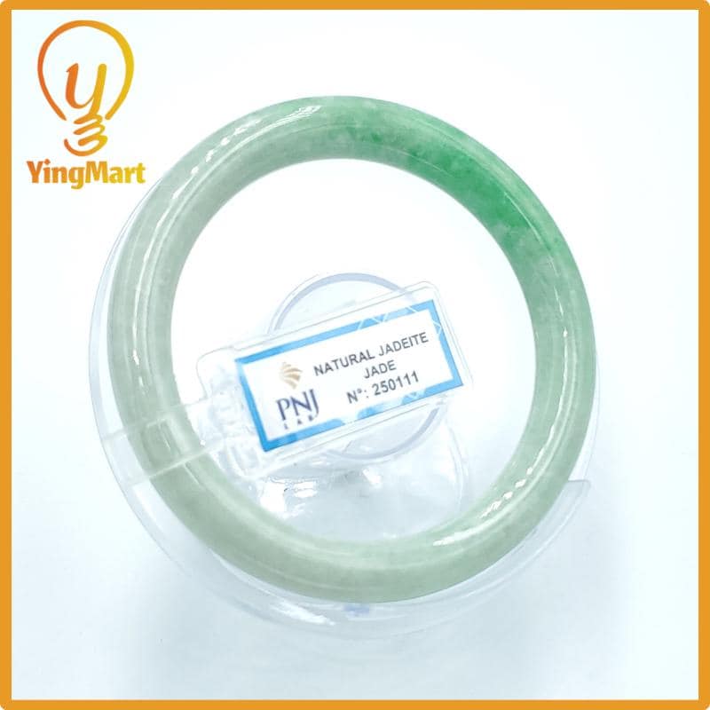 Yingmart  56mm PNJ Certified Natural Color Grey White Natural Jadeite Jade Bangle Bracelet, Real Gemstone, Gift for Her Mom Grandma Sister