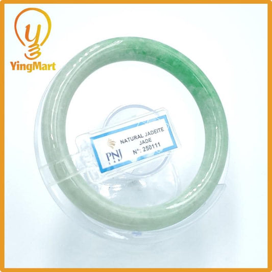 Yingmart  56mm PNJ Certified Natural Color Grey White Natural Jadeite Jade Bangle Bracelet, Real Gemstone, Gift for Her Mom Grandma Sister
