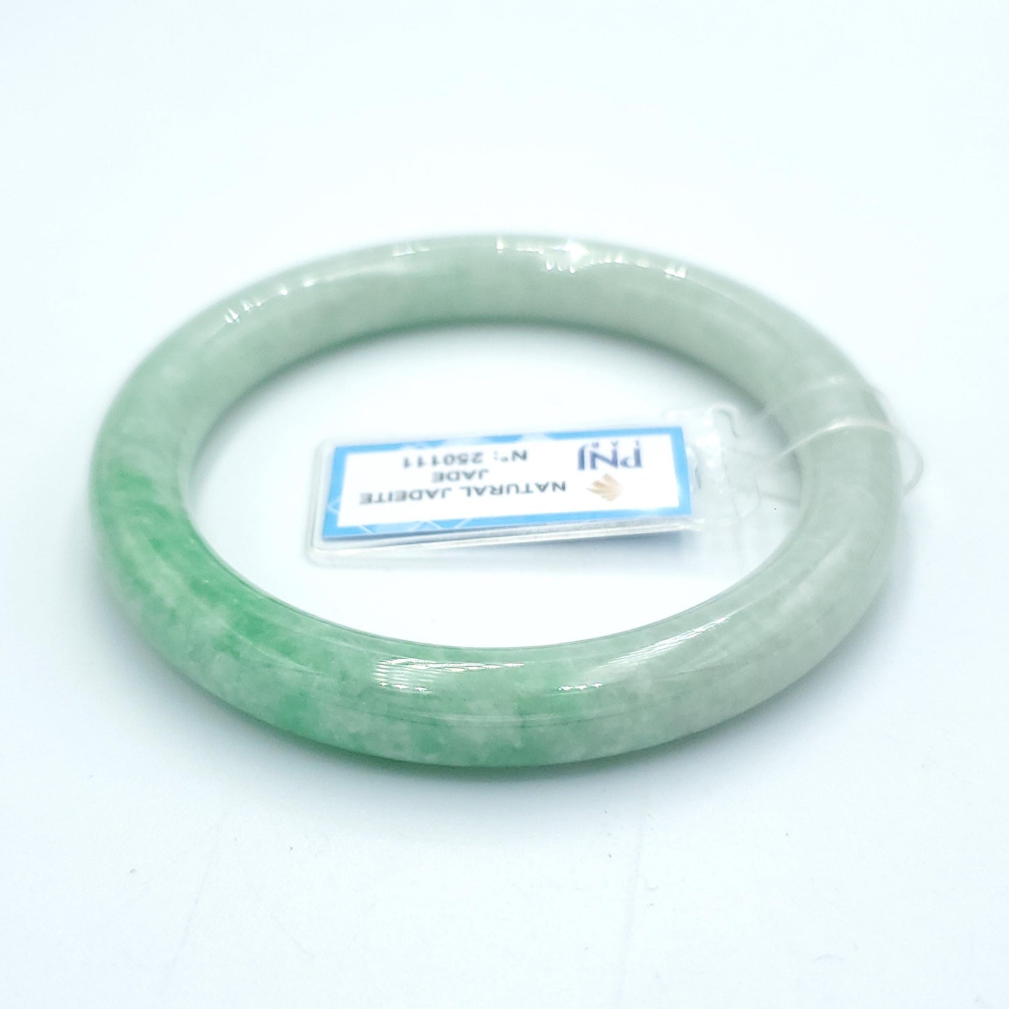 Yingmart  56mm PNJ Certified Natural Color Grey White Natural Jadeite Jade Bangle Bracelet, Real Gemstone, Gift for Her Mom Grandma Sister