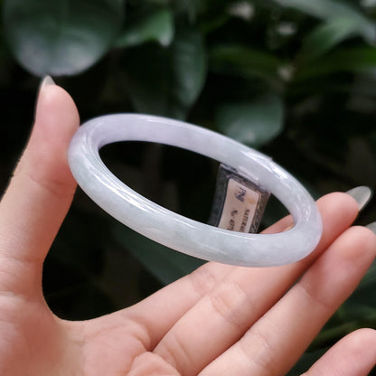 Yingmart  54mm PNJ Certified Natural Color Greenish Grey White Natural Jadeite Jade Bangle Bracelet, Real Gemstone, Gift for Her Mom Grandma
