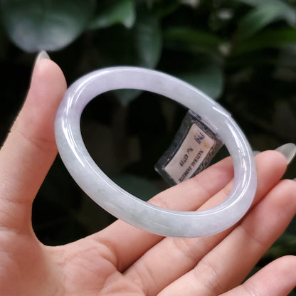 Yingmart  54mm PNJ Certified Natural Color Greenish Grey White Natural Jadeite Jade Bangle Bracelet, Real Gemstone, Gift for Her Mom Grandma