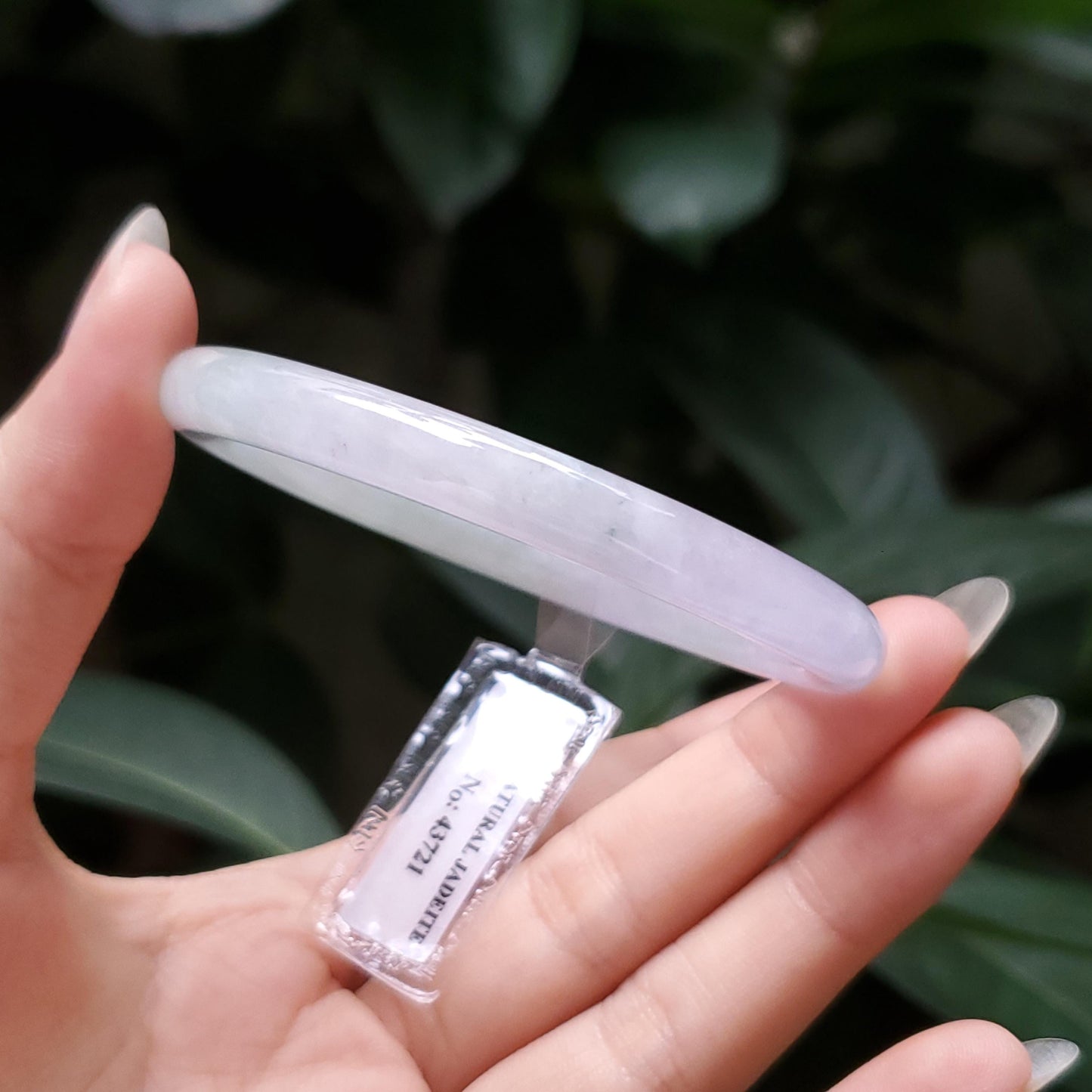 Yingmart  52mm PNJ Certified Natural Color Greenish Grey White Natural Jadeite Jade Bangle Bracelet, Real Gemstone, Gift for Her Mom Grandma
