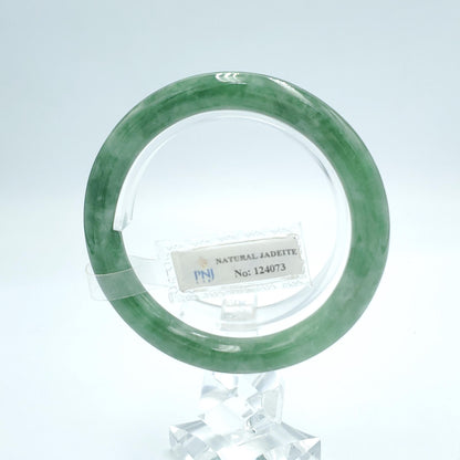 Yingmart  56mm PNJ Certified Natural Color Greyish Green Natural Jadeite Jade Bangle Bracelet, Real Gemstone, Gift for Her Mom Grandma
