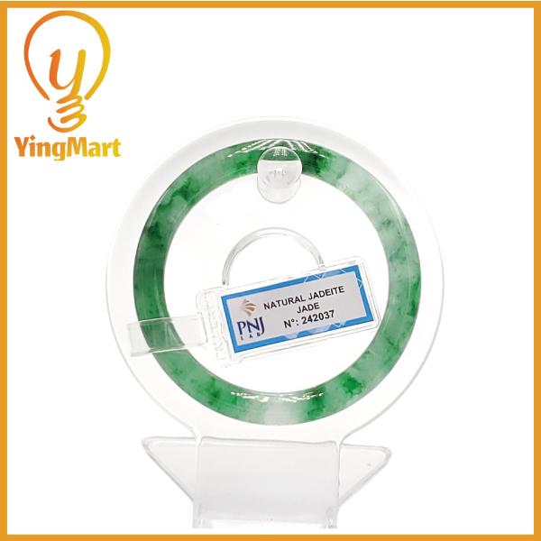 Yingmart  52mm PNJ Certified Natural Color Grey White Natural Jadeite Jade Bangle Bracelet, Real Gemstone, Gift for Her Mom Grandma Sister