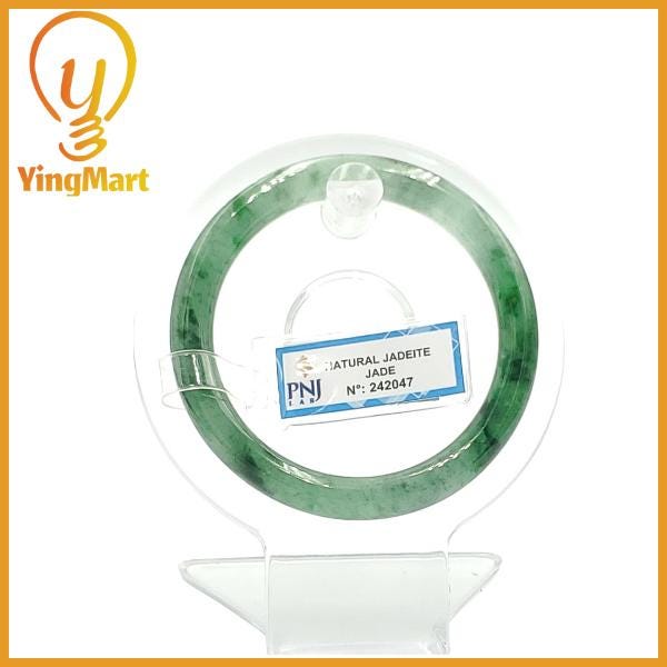 Yingmart  52mm PNJ Certified Natural Color Purplish White Natural Jadeite Jade Bangle Bracelet, Real Gemstone, Gift for Her Mom Grandma