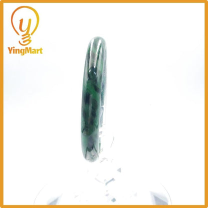 Yingmart  56mm PNJ Certified Natural Color Light To Medium Green, Black Brown Spots Natural Jadeite Jade Bangle Bracelet, Real Gemstone
