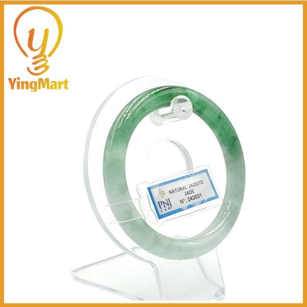 Yingmart  55mm PNJ Certified Natural Color Grey White Natural Jadeite Jade Bangle Bracelet, Real Gemstone, Gift for Her Mom Grandma