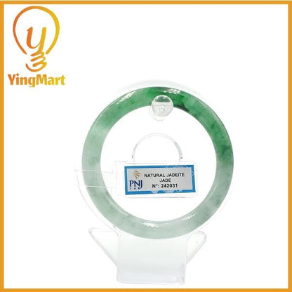 Yingmart  55mm PNJ Certified Natural Color Grey White Natural Jadeite Jade Bangle Bracelet, Real Gemstone, Gift for Her Mom Grandma