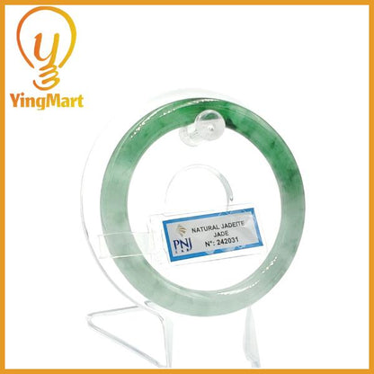 Yingmart  55mm PNJ Certified Natural Color Grey White Natural Jadeite Jade Bangle Bracelet, Real Gemstone, Gift for Her Mom Grandma
