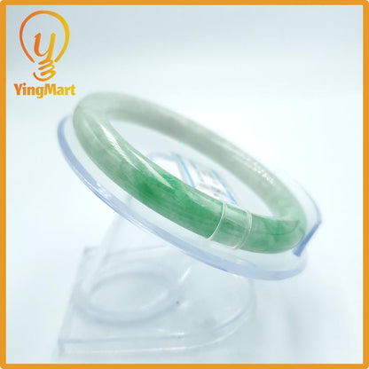 Yingmart  55mm PNJ Certified Natural Color Grey White Natural Jadeite Jade Bangle Bracelet, Real Gemstone, Gift for Her Mom Grandma