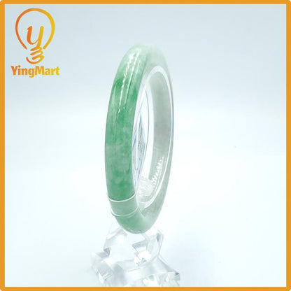 Yingmart  55mm PNJ Certified Natural Color Grey White Natural Jadeite Jade Bangle Bracelet, Real Gemstone, Gift for Her Mom Grandma