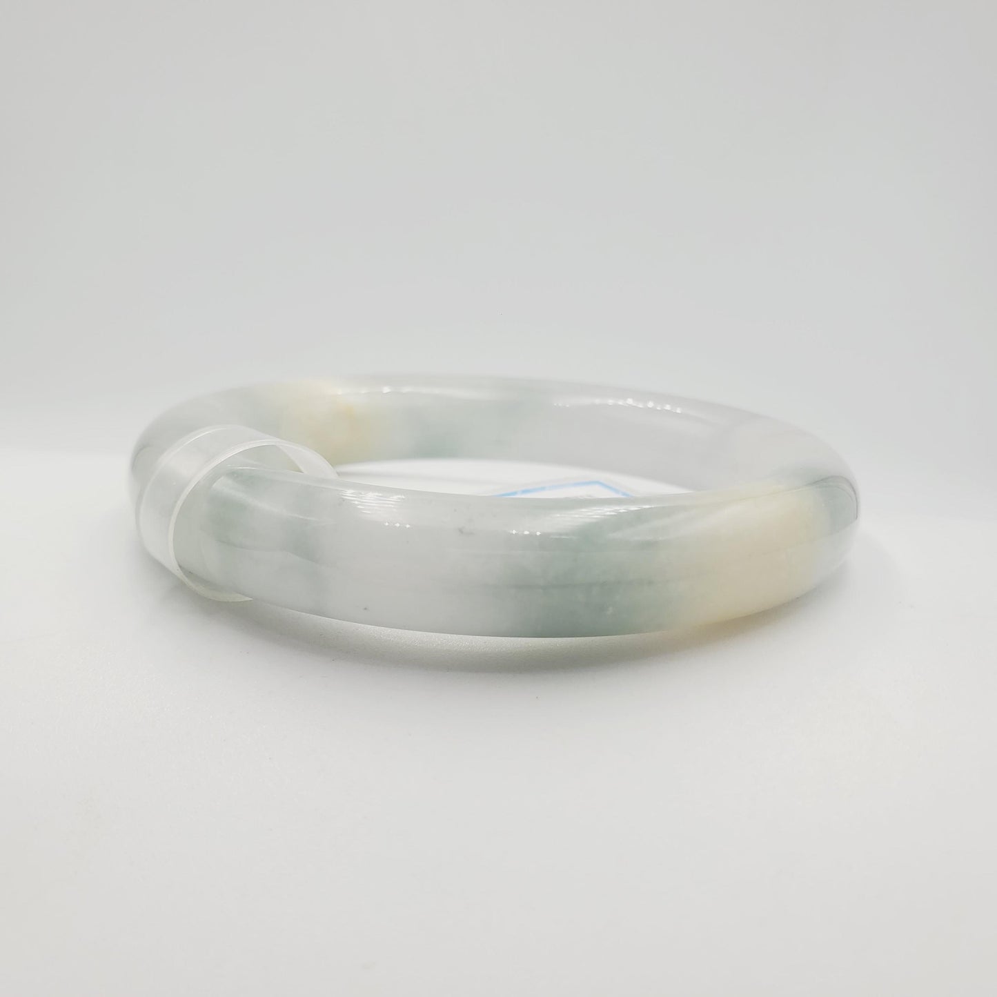 Yingmart  57mm PNJ Certified Natural Color Grey White Natural Jadeite Jade Bangle Bracelet, Real Gemstone, Gift for Her Mom Grandma