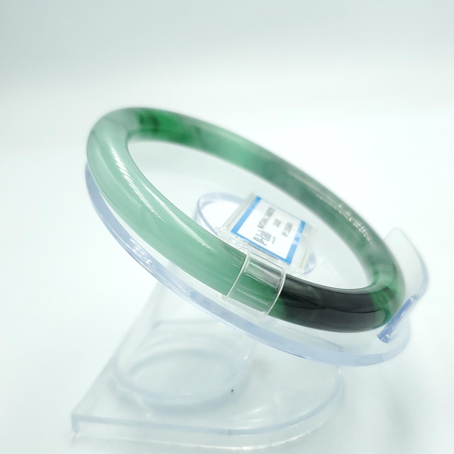 Yingmart  60mm PNJ Certified Natural Color Grey White Natural Jadeite Jade Bangle Bracelet, Real Gemstone, Gift for Her Mom Sister Grandma