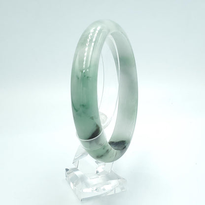 Yingmart  65mm PNJ Certified Natural Color Grey White, Brown Natural Jadeite Jade Bangle Bracelet, Real Gemstone, Gift for Her Mom