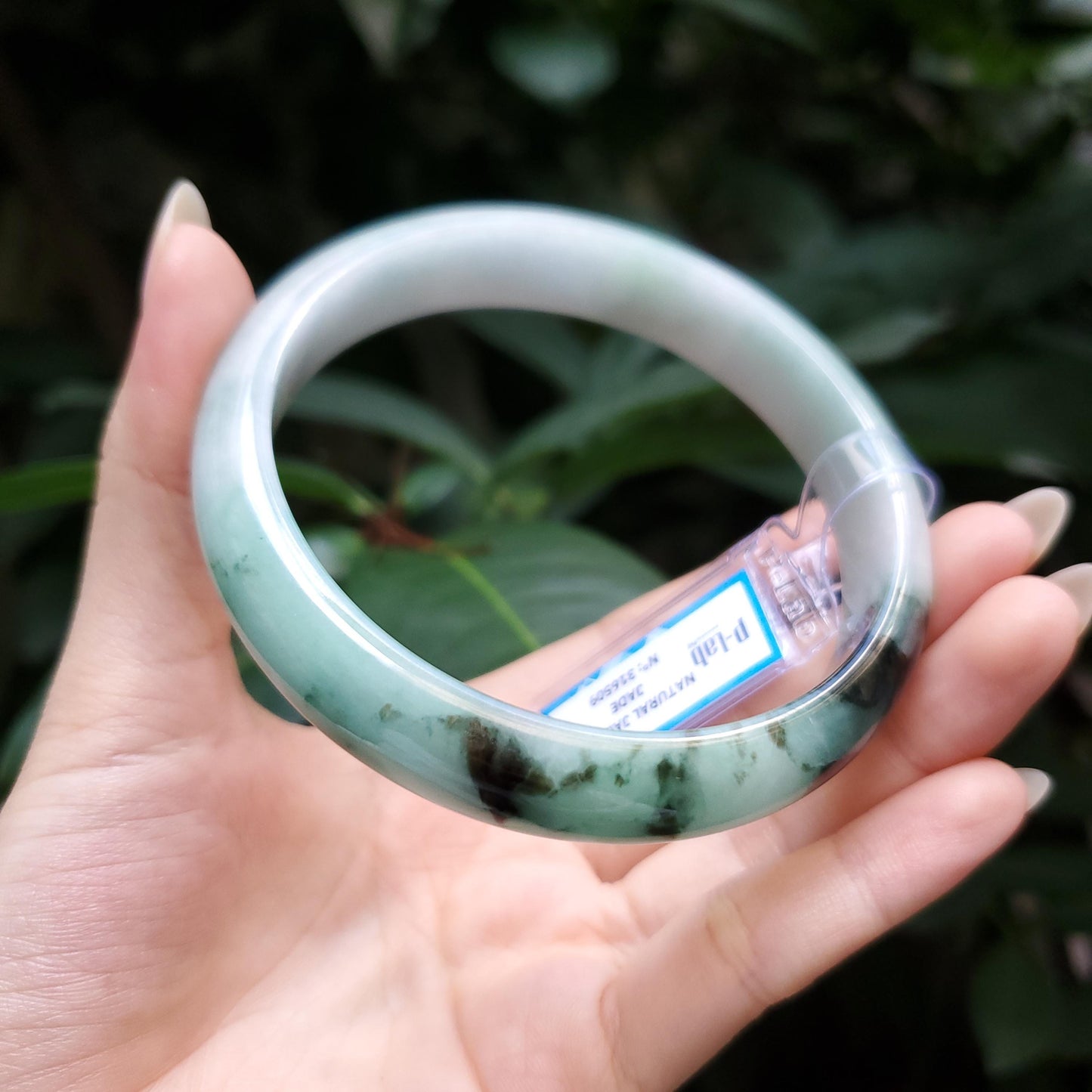 Yingmart  65mm PNJ Certified Natural Color Grey White, Brown Natural Jadeite Jade Bangle Bracelet, Real Gemstone, Gift for Her Mom