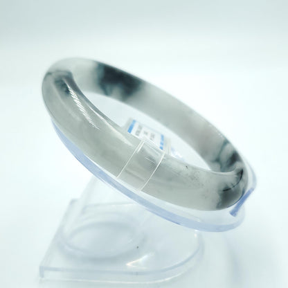 Yingmart  65mm PNJ Certified Natural Color Grey White, Brown Natural Jadeite Jade Bangle Bracelet, Real Gemstone, Gift for Her Mom